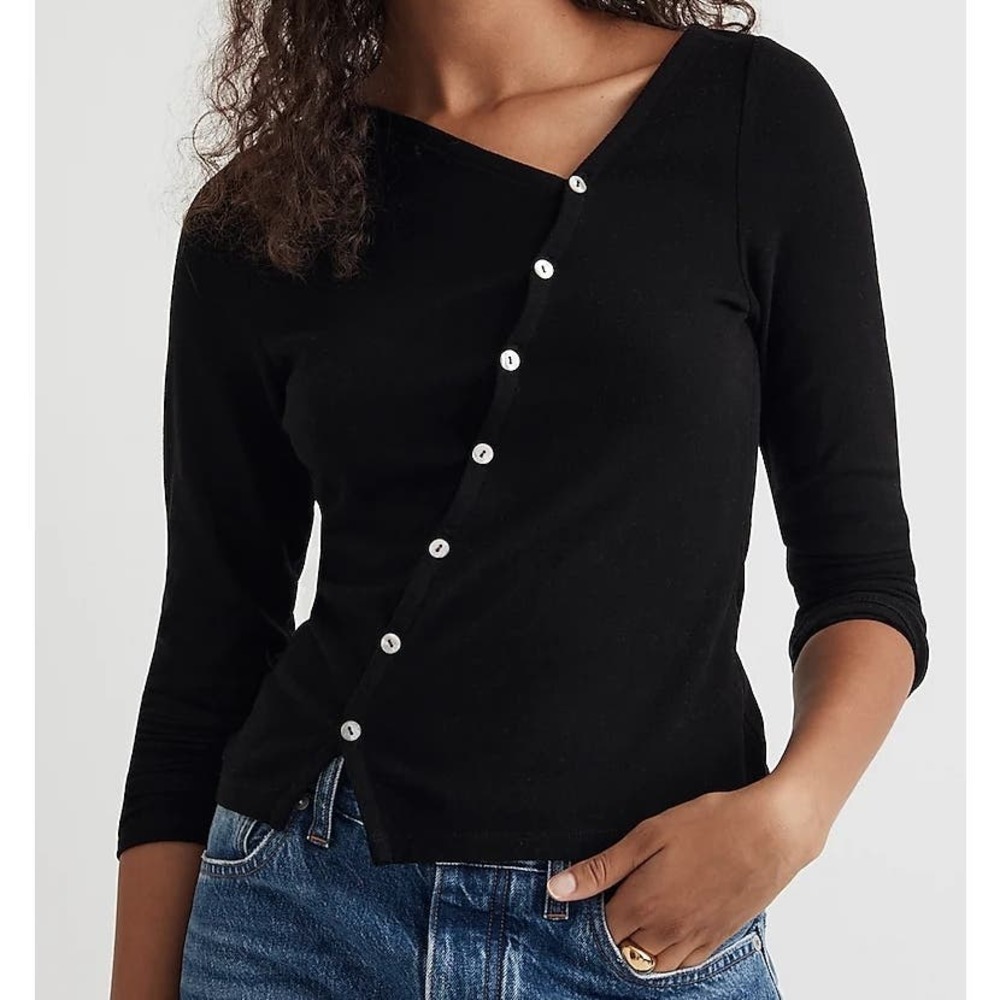 Madewell Asymmetrical Button-Front Cardigan Size M